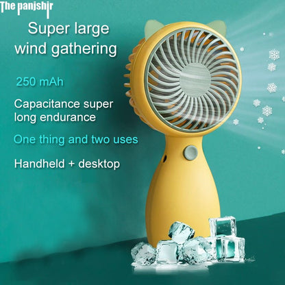 Mini Cartoon Handheld Fan – Portable Cooling with USB Charging! 🌬️🐼✨