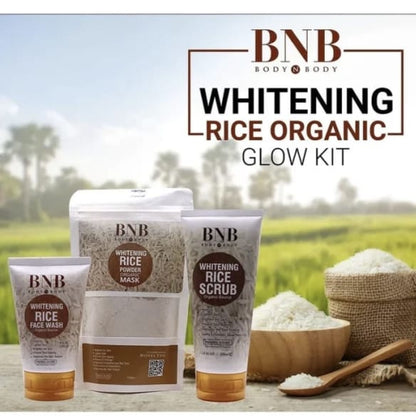 ✨ BNB Rice Extract Brightening Skincare Kit – Cleanse, Exfoliate & Glow Naturally! 🌿💖