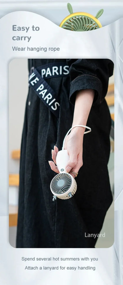 Mini Cartoon Handheld Fan – Portable Cooling with USB Charging! 🌬️🐼✨