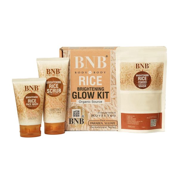 ✨ BNB Rice Extract Brightening Skincare Kit – Cleanse, Exfoliate & Glow Naturally! 🌿💖